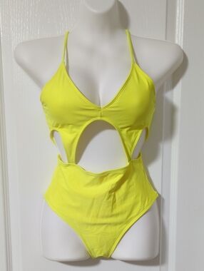 Aerie Neon Yellow Cutout Kids One-Piece Swimwear
